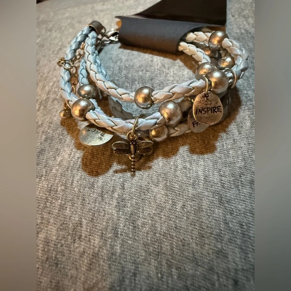 Braided Silver Charm Bracelet